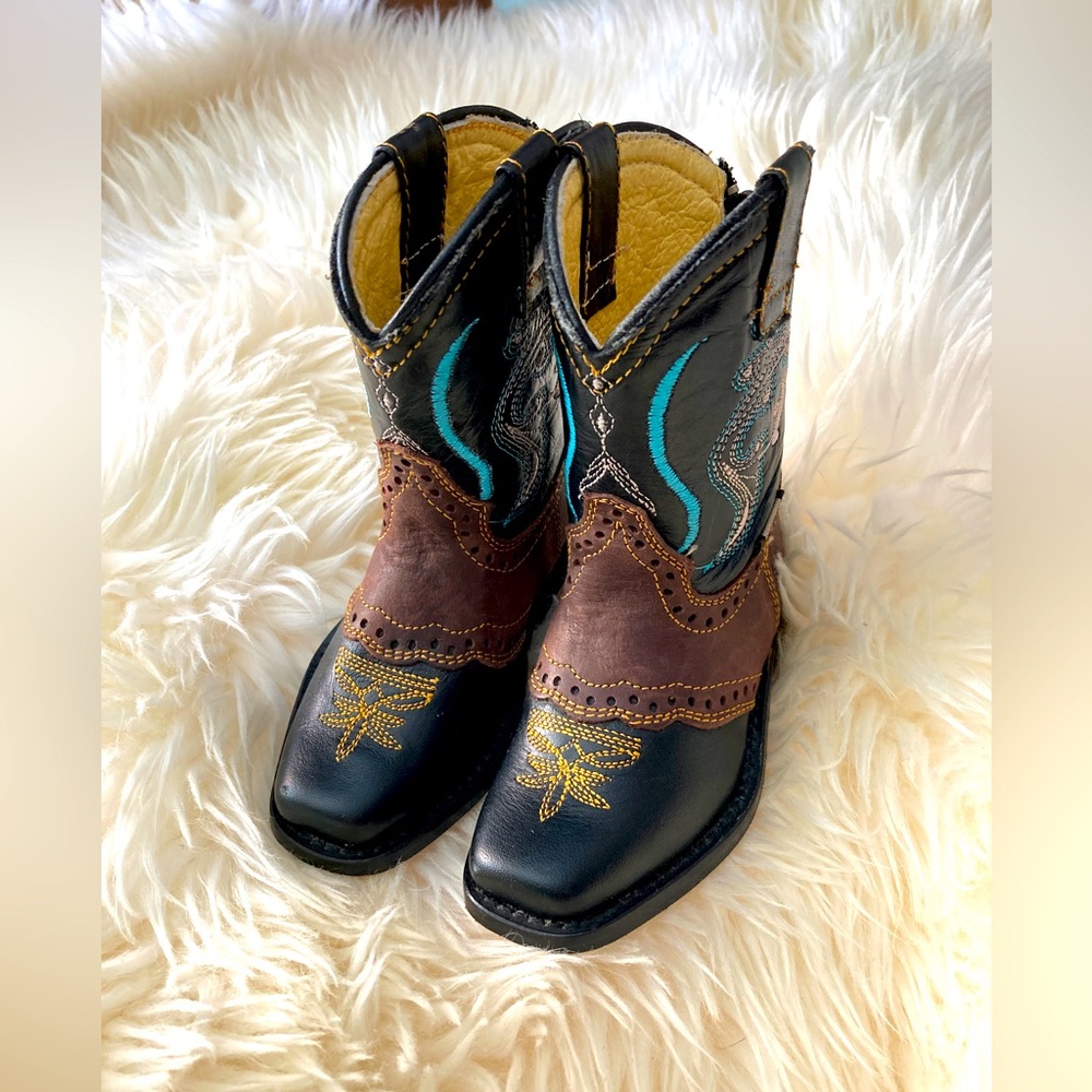 Kids Western Cowboy Boots - Black and Brown